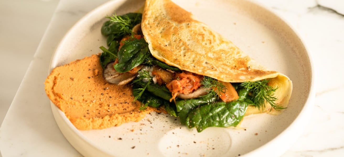 omelette with spinach on plate